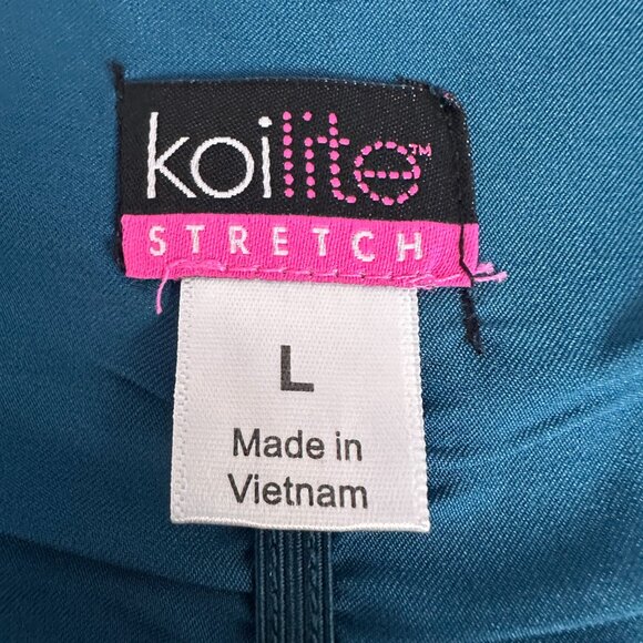 Koi Lite Womens Stretch Scrub Top Caribbean Blue Short Sleeve Size Large - Picture 3 of 6